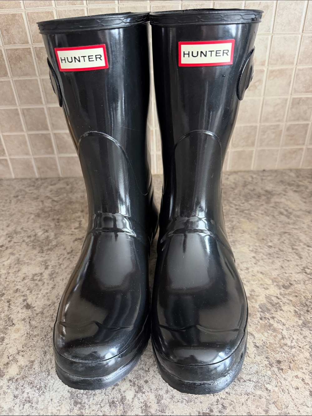 Hunter Glossy Black Short Rain Boots